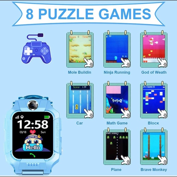 Smart Watch for Kids,Touch Screen Game Watch with 360° rotated Body Design, Wate - Picture 4 of 8